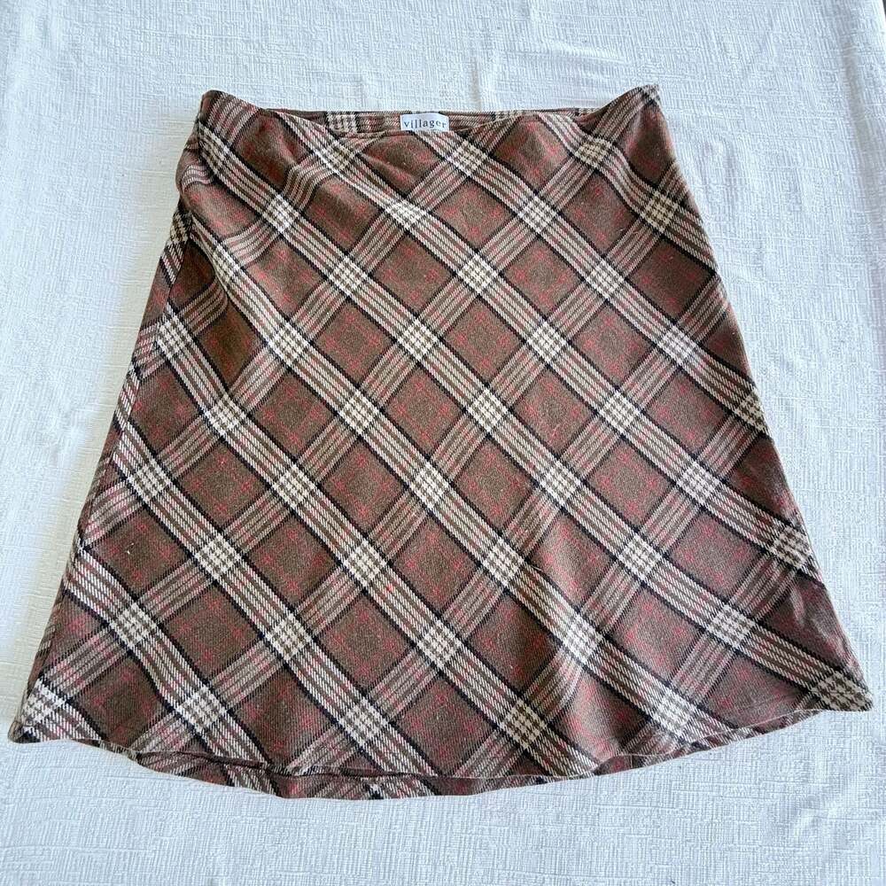 Villager A Liz Claiborne Company Plaid A-Line Skirt Size 16